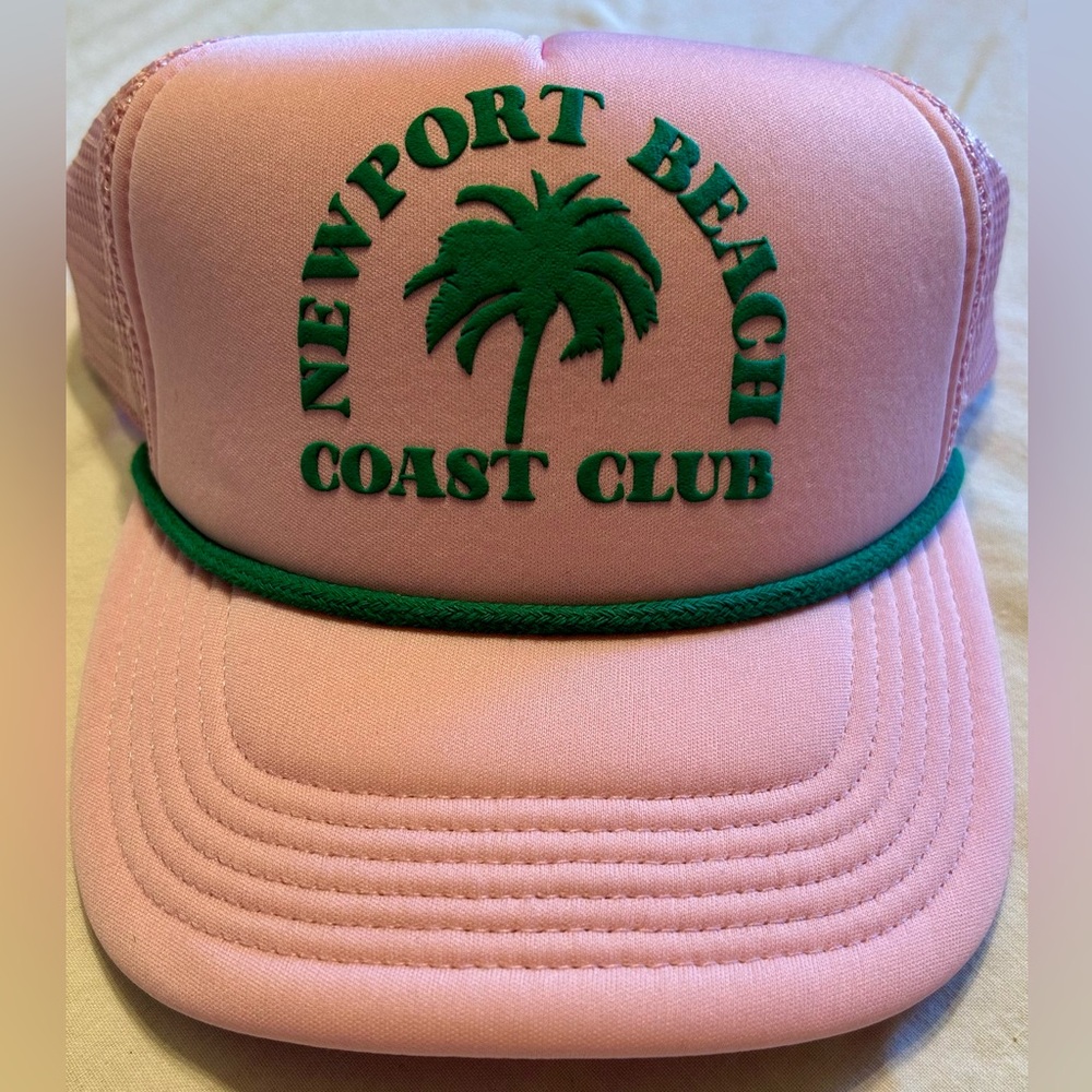 NWT Pink & Green Mesh Newport Beach Trucker Hat